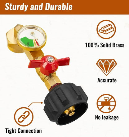 📢📢50% OFF !!!⏰ Top-Rated Propane Refill Elbow Adapter with Tank Gauge