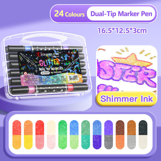 🔥Hot Sale🔥Dual-Tip Glitter Marker Pen