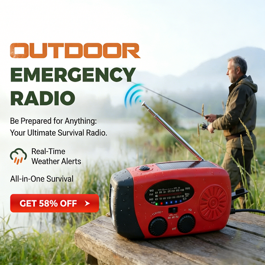 ⏳LAST DAY SALE ONLY $39.99!🔥Multifunctional Portable Solar Emergency Radio 📻– Power Bank, Hand Crank & Weather Alert for Outdoor & Crisis Preparedness🔦