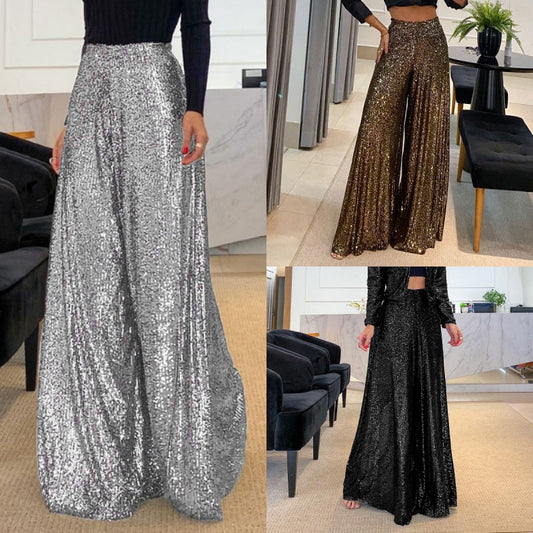 Women’s Trendy Sequin High Waist Wide Leg Pants（50% OFF）