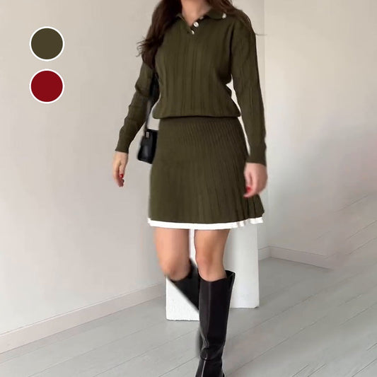 🎄Christmas Offers🎄Knitted Sweater ＆ Short Skirt 2-Piece Set