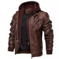 🔥New-Year Hot-Sale🔥Men's Zipper PU Leather Hooded Jacket