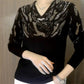 Sparkly V-Neck Knit Blouse