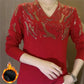 Sparkly V-Neck Knit Blouse