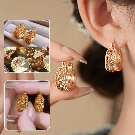 Elegant Gold-Tone Zirconia Earrings for Women
