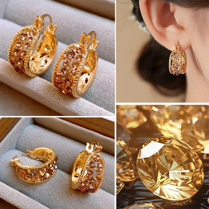 Elegant Gold-Tone Zirconia Earrings for Women