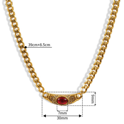 Shiny Zircon Pendant Necklace in Stainless Steel