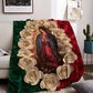 Virgin Mary & Roses Flannel Throw Blanket