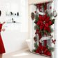 Christmas Red Print Holiday Shower Curtain