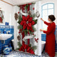 Christmas Red Print Holiday Shower Curtain