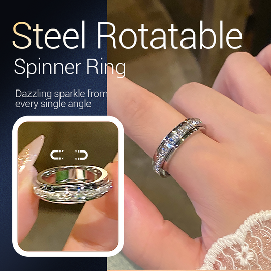 📢60% OFF NOW🔥Titanium Steel Rotatable Spinner Ring with Zirconia