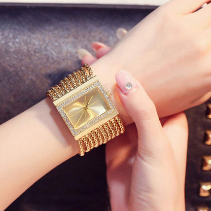 🔥Ladies Rhinestone Quartz Square Watch