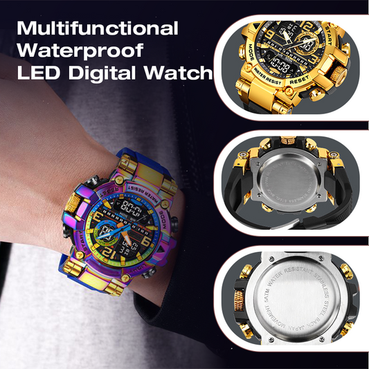 ⌚ LIMITED-TIME 40% OFF! 💧 Multifunctional Waterproof LED Digital Watch – 50M, Dual Movement, Stopwatch 🌙