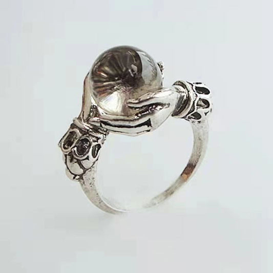 🔥Gothic Crystal Ball Hand Ring