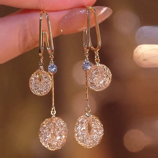 📢📢50% OFF !! ⏰Elegant Artificial Crystal Tassel Drop Earrings