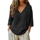 🔥Hot Sale 50% OFF🔥Spring-Summer Essential! Breathable V-Neck 3/4 Sleeve Blouse