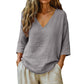 🔥Hot Sale 50% OFF🔥Spring-Summer Essential! Breathable V-Neck 3/4 Sleeve Blouse