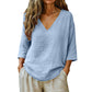 🔥Hot Sale 50% OFF🔥Spring-Summer Essential! Breathable V-Neck 3/4 Sleeve Blouse