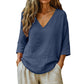 🔥Hot Sale 50% OFF🔥Spring-Summer Essential! Breathable V-Neck 3/4 Sleeve Blouse