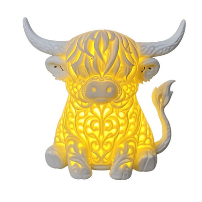🏆LAST DAY SALE 50% OFF🔥Warm Glow Highland Cow Table Lamp