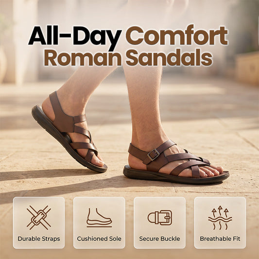 🔥60% OFF NOW🌊Men Roman‑Style Sandals‑Soft‑Sole Summer Casual Beach‑Walking Shoes