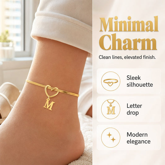 📢📢50% OFF !! ⏰Heart Initial Anklet Snake Chain