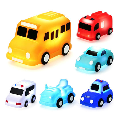 📢📢50% OFF !! ⏰Light-Up Bath Toys Floating Vinyl Vehicle Set
