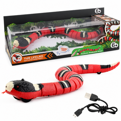 📢📢40% OFF !! ⏰ Smart Sensing Electric Snake Toy with Obstacle Avoidance Banded Krait Interactive Prank Toy for Kids