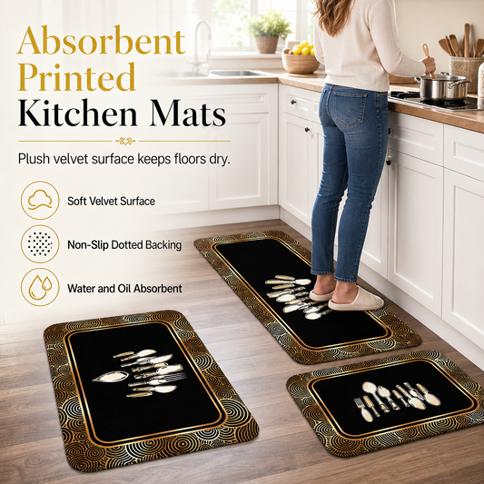 📢📢40% OFF !! ⏰ Geometric Flannel Door Mat – Water & Oil Absorbing Doormat for Kitchen, Bathroom & Entryway