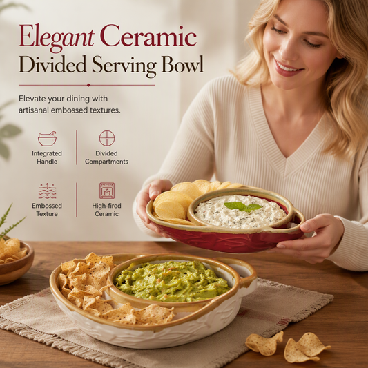 🎅🏻Christmas Hot Sale🎁Retro Ceramic Divided Baking Dish with Single Handle