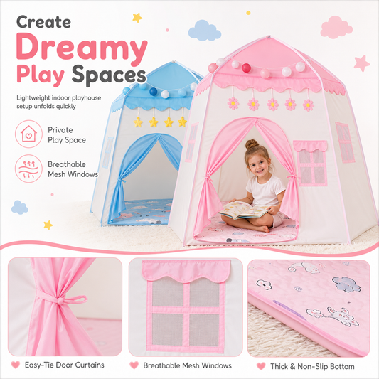 📢📢 50% OFF🏰Kids Princess Castle Play Tent – Indoor Playhouse & Cozy Secret Hideaway for Toddlers